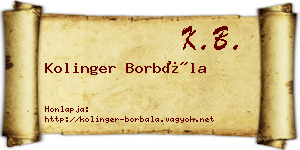 Kolinger Borbála névjegykártya